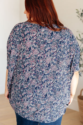 Essential Blouse in Navy Paisley - Fashion Are Us, LLC