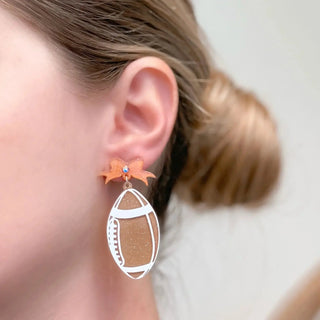 PREORDER: Football Bow Drop Earrings in Two Colors Ave Shops