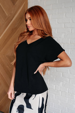 Frequently Asked Questions V-Neck Top in Black Ave Shops