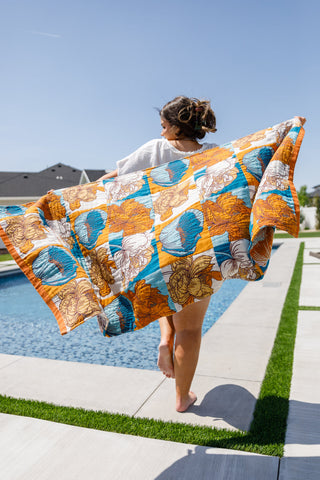 Luxury Beach Towel in Block Floral - Fashion Are Us 