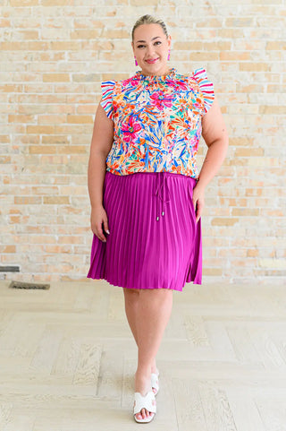 Just a Flirt Pleated Skirt in Magenta Ave Shops