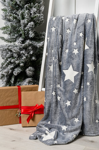 Glow in the Dark Blanket in Gray Star - Fashion Are Us, LLC