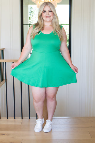 Gorgeous in Green Sleeveless Skort Dress - Fashion Are Us, LLC