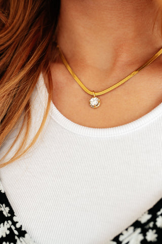 Here to Shine Gold Plated Necklace in White - Fashion Are Us 