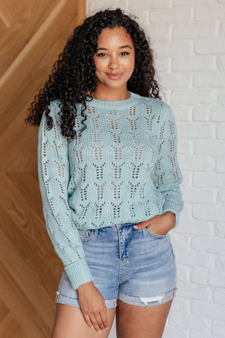 Hole In One Sheer Pointelle Knit Sweater Ave Shops