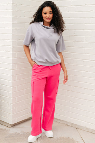 Run, Don't Walk Cargo Sweatpants in Flamingo Pink - Fashion Are Us, LLC