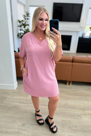 Go-Go Girl V-Neck T-Shirt Dress in Light Rose Ave Shops