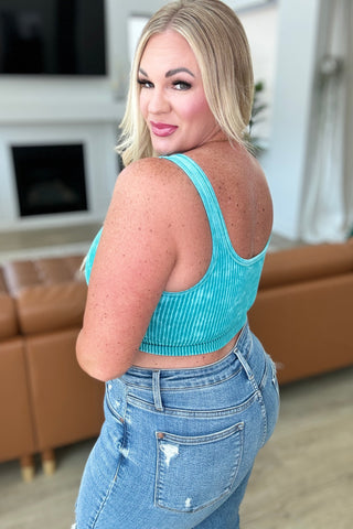 When and Where Reversible Ribbed Cropped Tank in Light Teal - Fashion Are Us 