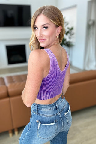 When and Where Reversible Ribbed Cropped Tank in Purple - Fashion Are Us 