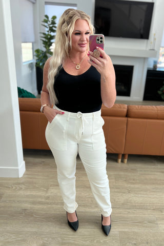 Charlene High Rise Jogger in Ecru - Fashion Are Us 