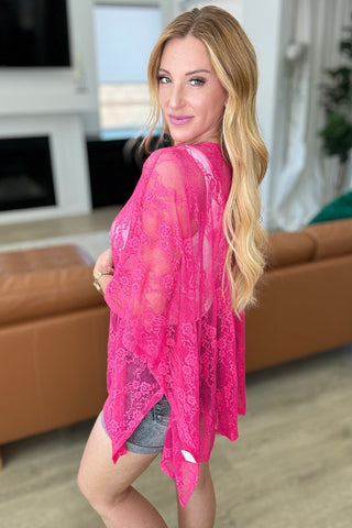 Good Days Ahead Lace Kimono In Fuchsia - Fashion Are Us, LLC