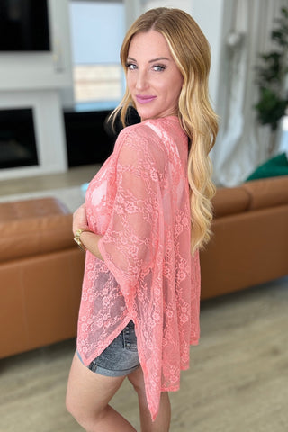 Good Days Ahead Lace Kimono In Coral - Fashion Are Us 