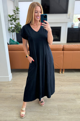 Modern Maritime Shift Maxi Dress in Black - Fashion Are Us 