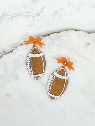 PREORDER: Football Bow Drop Earrings in Two Colors Ave Shops