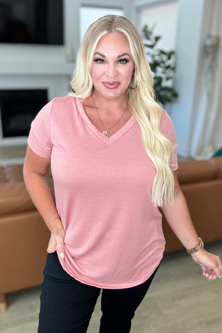 Heart and Soul V-Neck Top in Dusty Pink - Fashion Are Us, LLC