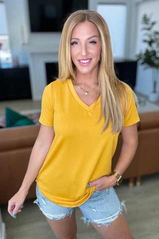 Heart and Soul V-Neck Top in Mustard - Fashion Are Us 