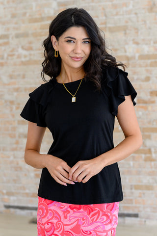 I'll Allow It Flutter Sleeve Tee In Black - Fashion Are Us, LLC