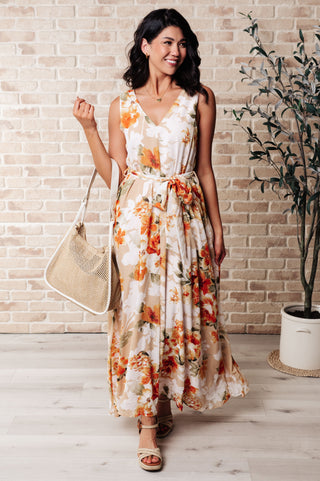 It's All Sunshine V-Neck Floral Dress in Orange - Fashion Are Us, LLC