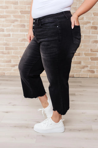 Ryan High Rise Button Fly Wide Leg Crop Jeans Ave Shops