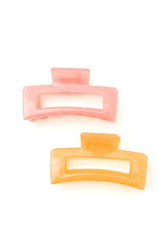 Jelly Rectangle Claw Clip in Sherbet - Fashion Are Us 