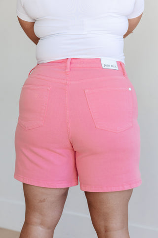 Jenna High Rise Control Top Cuffed Shorts in Pink - Fashion Are Us, LLC