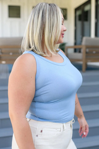 Just One More Ribbed Tank in Light Blue - Fashion Are Us 