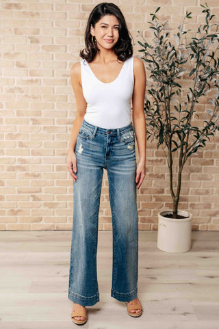 Katrina High Waist Distressed Denim Trousers - Fashion Are Us 