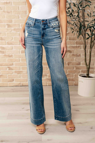 Katrina High Waist Distressed Denim Trousers - Fashion Are Us 