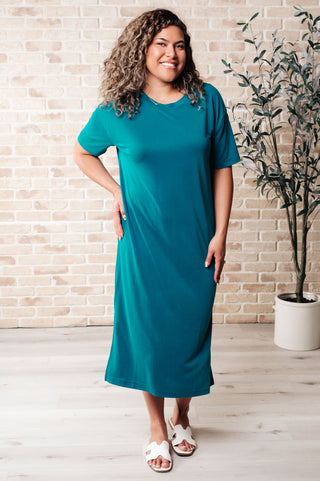 Keeping It Chill Drop Shoulder Maxi Dress in Teal - Fashion Are Us, LLC