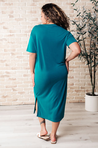 Keeping It Chill Drop Shoulder Maxi Dress in Teal - Fashion Are Us, LLC