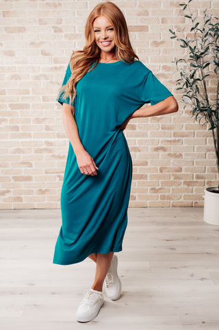 Keeping It Chill Drop Shoulder Maxi Dress in Teal - Fashion Are Us, LLC