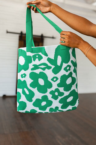 Lazy Daisy Knit Bag in Green - Fashion Are Us, LLC