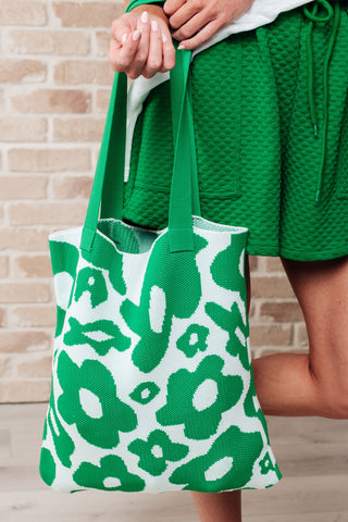 Lazy Daisy Knit Bag in Green - Fashion Are Us, LLC