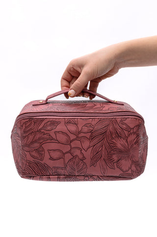 Life In Luxury Large Capacity Cosmetic Bag in Merlot - Fashion Are Us, LLC