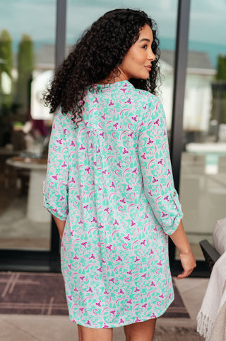 Lizzy Dress in Mint and Magenta - Fashion Are Us, LLC