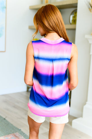 Lizzy Tank Top in Blue and Pink Haze - Fashion Are Us, LLC