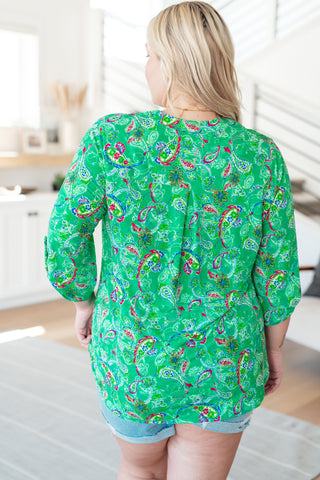 Lizzy Top in Emerald and Magenta Paisley - Fashion Are Us 