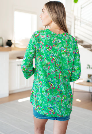 Lizzy Top in Emerald and Magenta Paisley - Fashion Are Us 