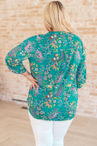 Lizzy Top in Emerald and Purple Paisley - Fashion Are Us, LLC