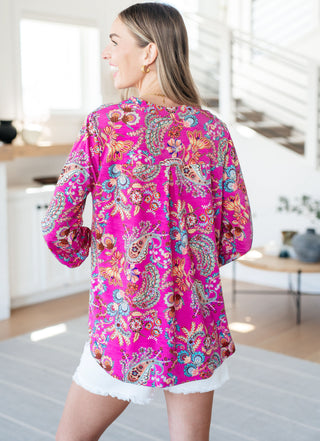 Lizzy Top in Magenta Floral Paisley - Fashion Are Us 