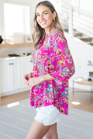 Lizzy Top in Magenta Floral Paisley - Fashion Are Us 