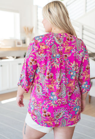 Lizzy Top in Magenta Floral Paisley - Fashion Are Us 