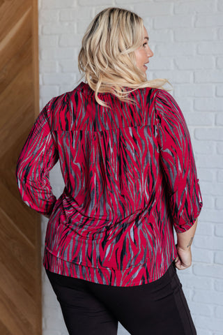 Lizzy Top in Magenta and Red Strokes Ave Shops