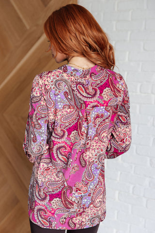 Lizzy Top in Magenta and Wine Paisley Ave Shops