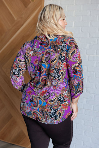 Lizzy Top in Purple and Blue Paisley Ave Shops