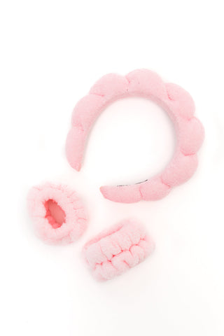 Lost in the Moment Headband and Wristband Set in Pink - Fashion Are Us, LLC