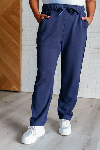 Lysa Satin Stripe Lounge Pants in Smoky Navy Ave Shops