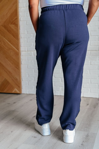 Lysa Satin Stripe Lounge Pants in Smoky Navy Ave Shops