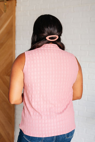 Matter of Fact Pleat Front Sleeveless Blouse in Pink Ave Shops