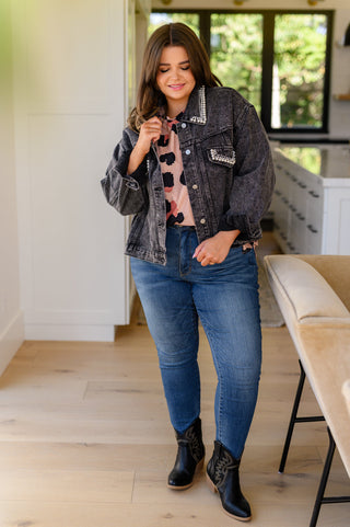 Denim And Pearls Denim Jacket - Fashion Are Us, LLC